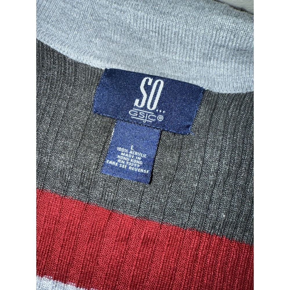 So! Collared Striped Polo Sweater Size L - Picture 2 of 3